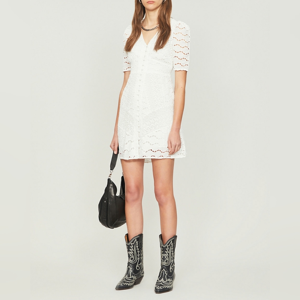 The Kooples | Embroidered Fit-And-Flare Mini Dress - Picture 2 of 16